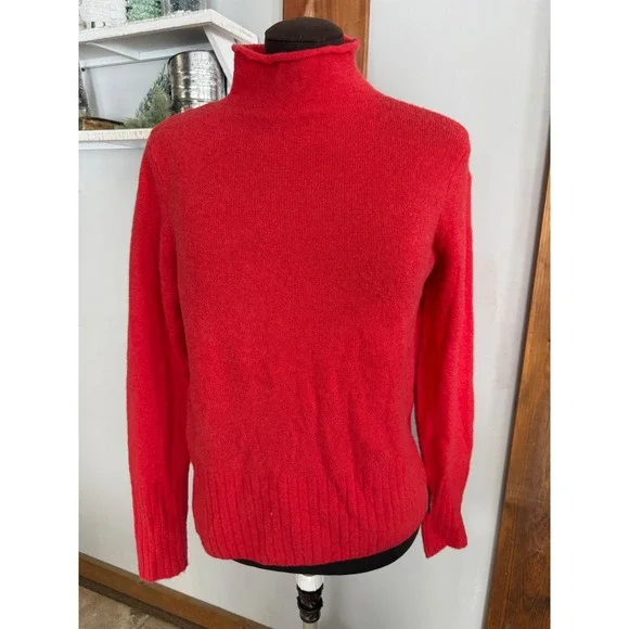 Madewell Red Merino Wool Alpaca Blend Mock Neck Turtleneck Sweater Medium - Picture 1 of 9